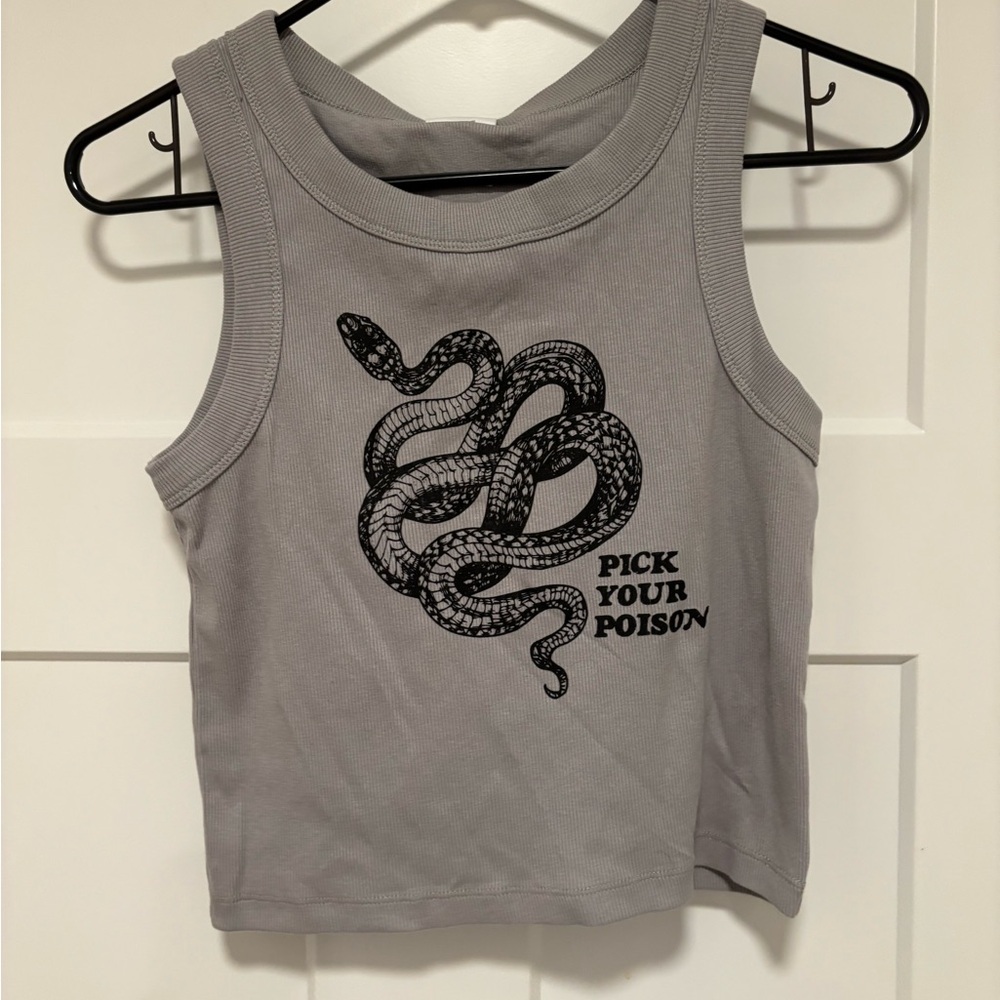 Gray Sleeveless Top with Snake Print
